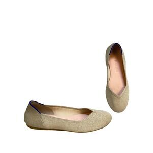 Rothy's Flats Light Gold Metallic Rounded Toe Women's Size 8 1/2M